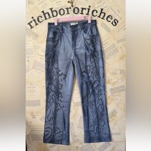 Free People The Laser Cut Jeans Embroidery We The Free Oversize Blue Distressed